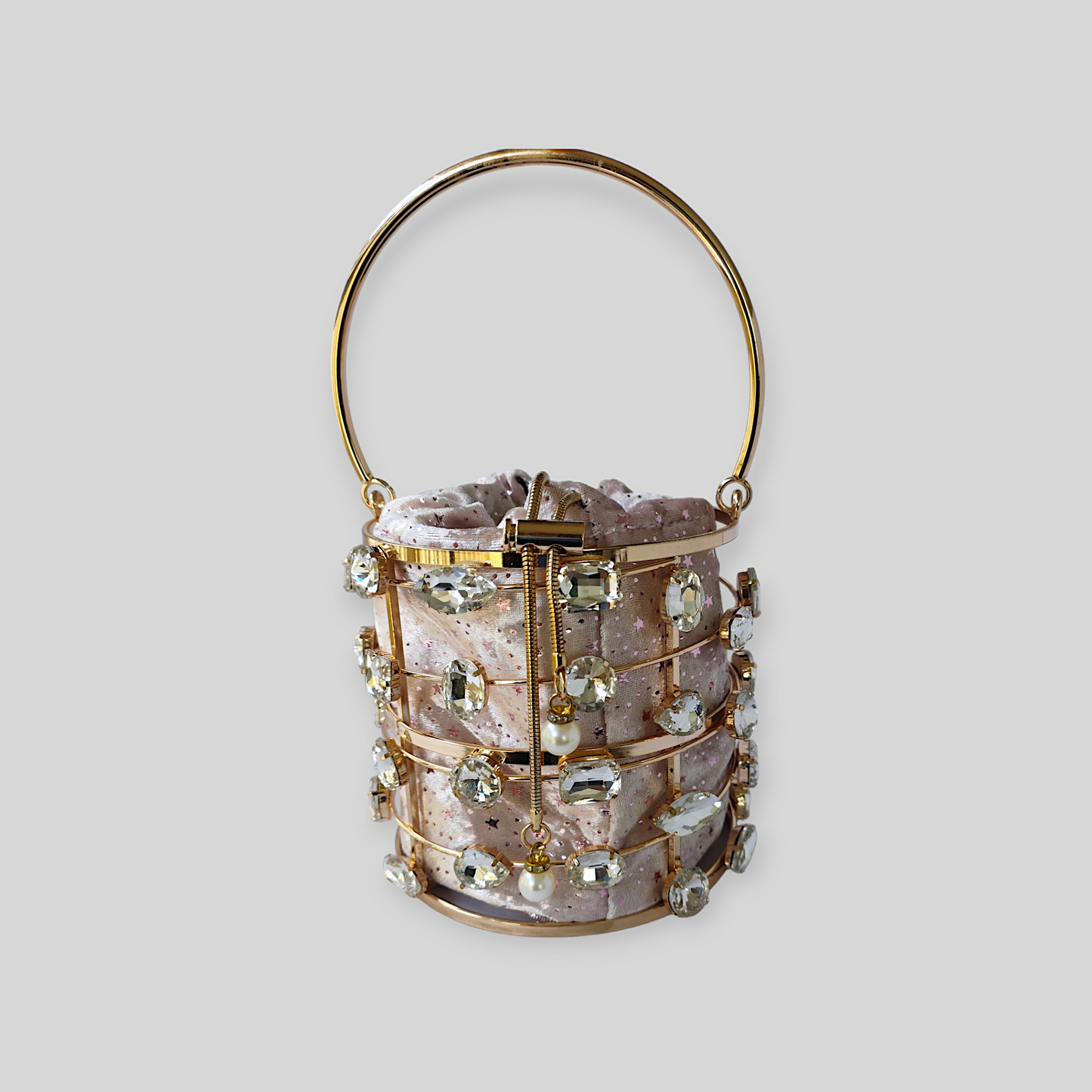 DAZZLE Pink/Gold Bucket Evening Bag