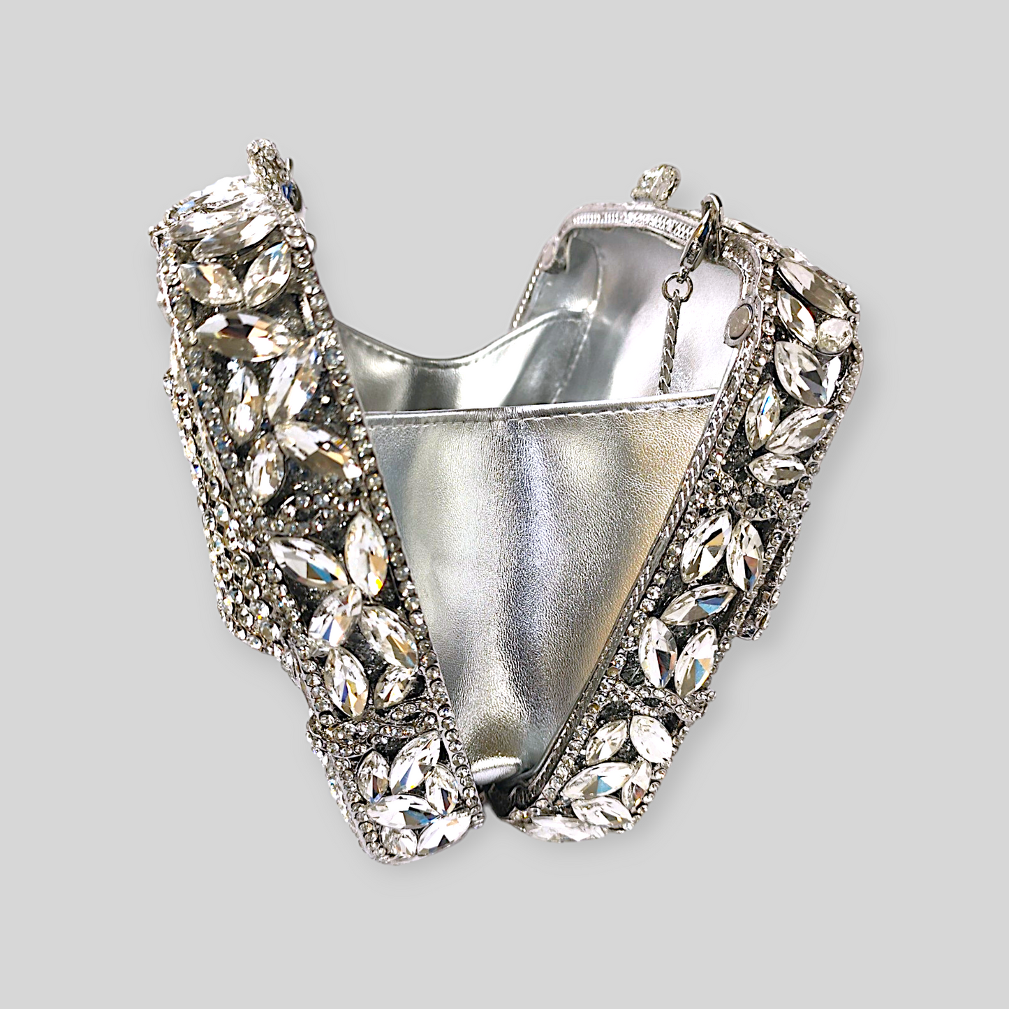 RITZY Silver Crystal Clutch