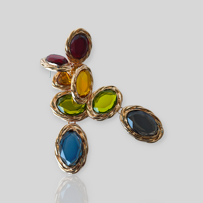 FAUNA Gold/Multi Chandelier Statement Earrings