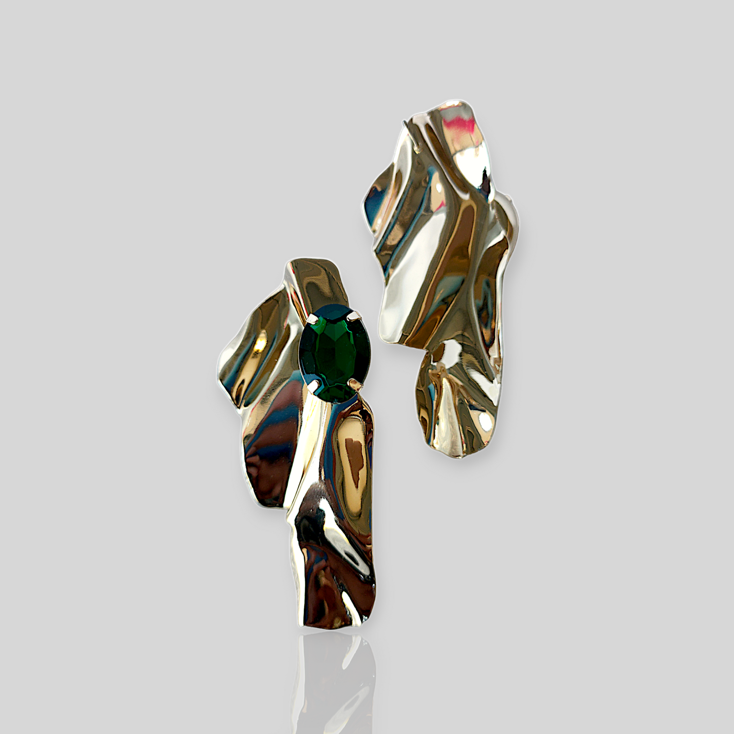 WAVE Gold/Green Statement Earrings