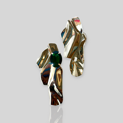 WAVE Gold/Green Statement Earrings