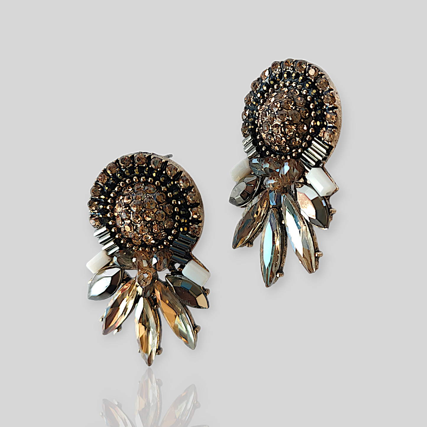 FROSTY Brown Crystal Stud Earrings