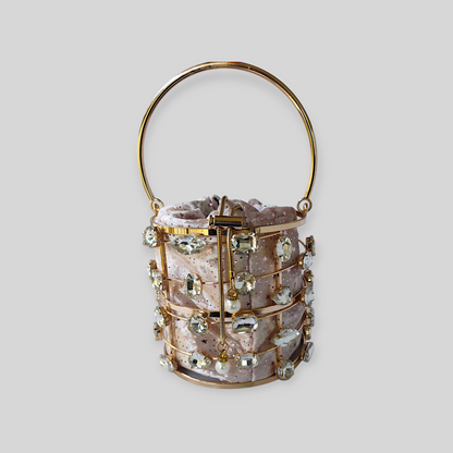 DAZZLE Pink/Gold Bucket Evening Bag