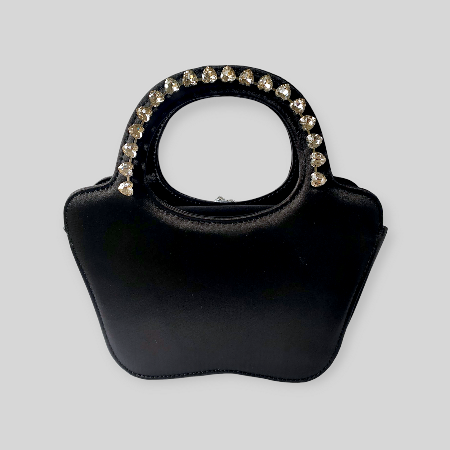 GLITZY Black Silk Evening Bag