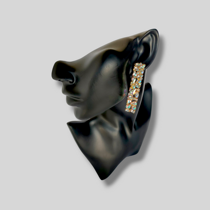 DRIZZLE Gold/Clear Chandelier Statement Earrings