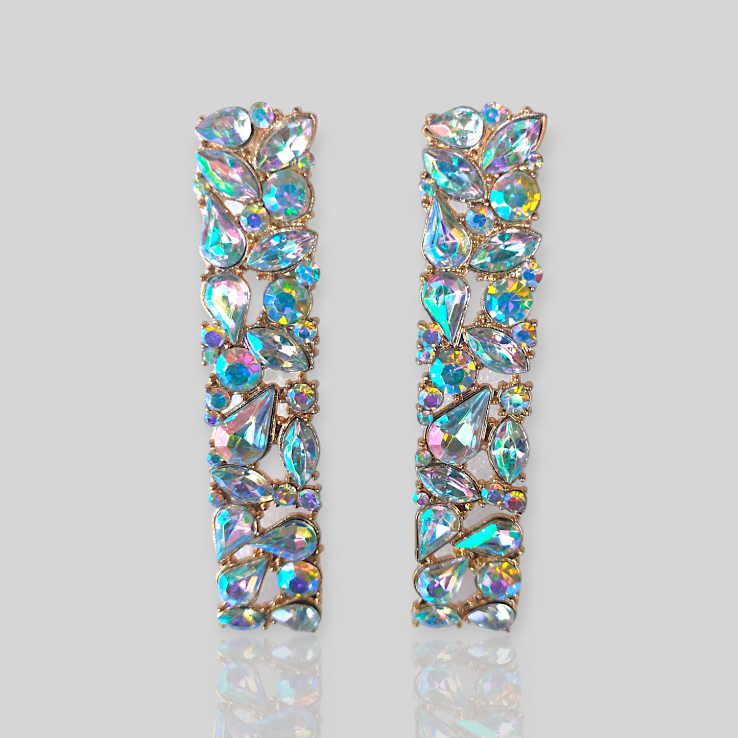 DRIZZLE Gold/Clear Chandelier Statement Earrings