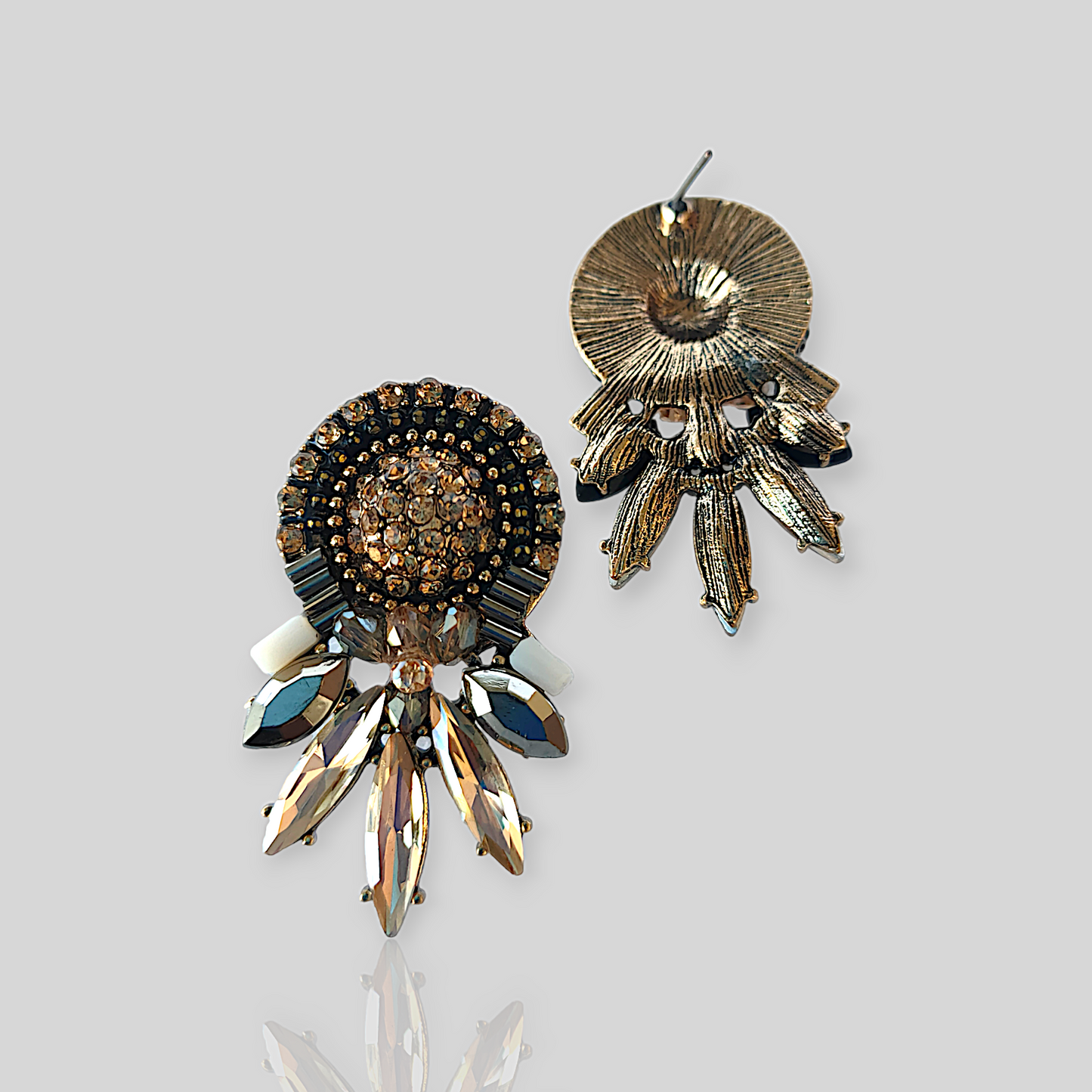 FROSTY Brown Crystal Stud Earrings