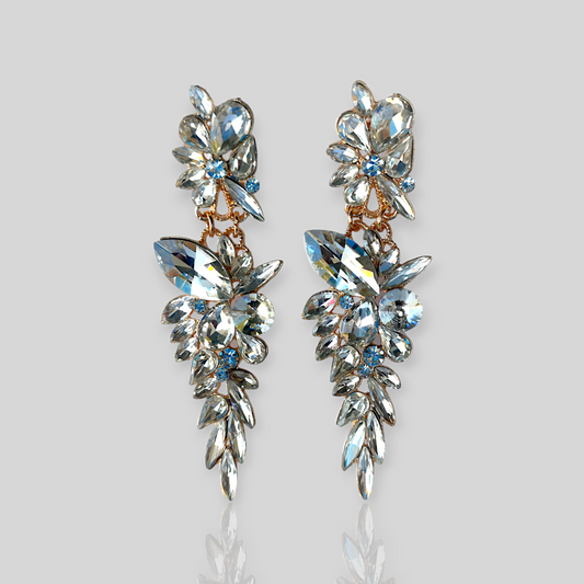 BLOOM Clear Chandelier Statement Earrings