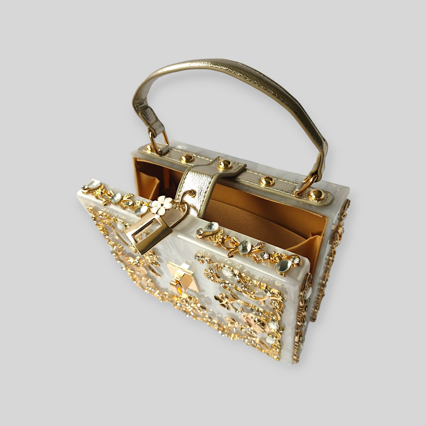 LUSH White/Gold Acrylic Evening Bag