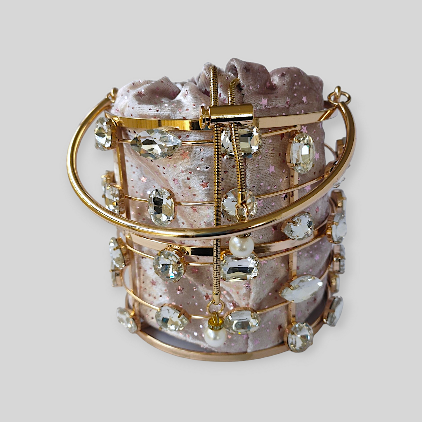 DAZZLE Pink/Gold Bucket Evening Bag