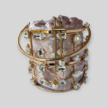 DAZZLE Pink/Gold Bucket Evening Bag