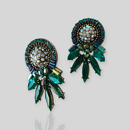 FROSTY Green Crystal Stud Earrings