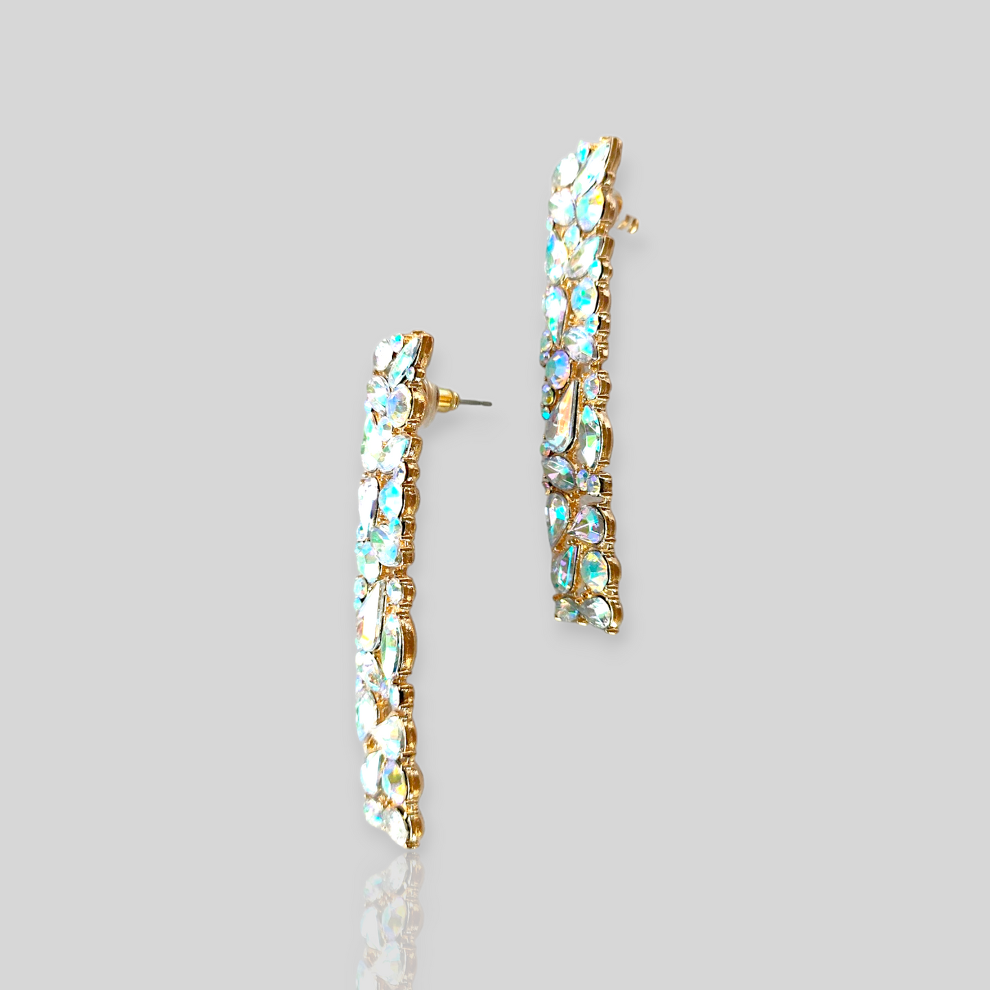 DRIZZLE Gold/Clear Chandelier Statement Earrings
