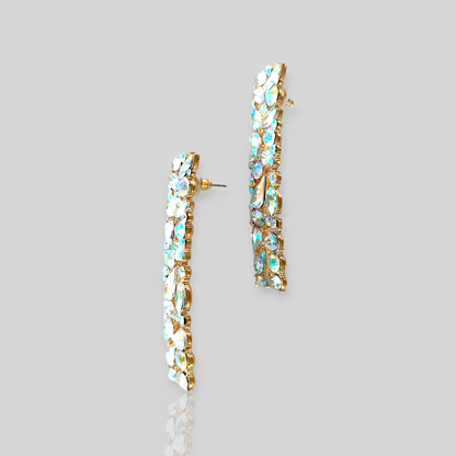 DRIZZLE Gold/Clear Chandelier Statement Earrings