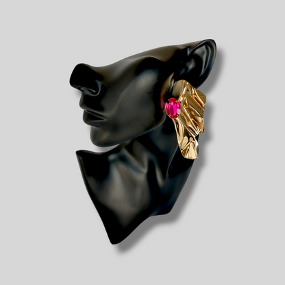 WAVE Gold/Pink Statement Earrings