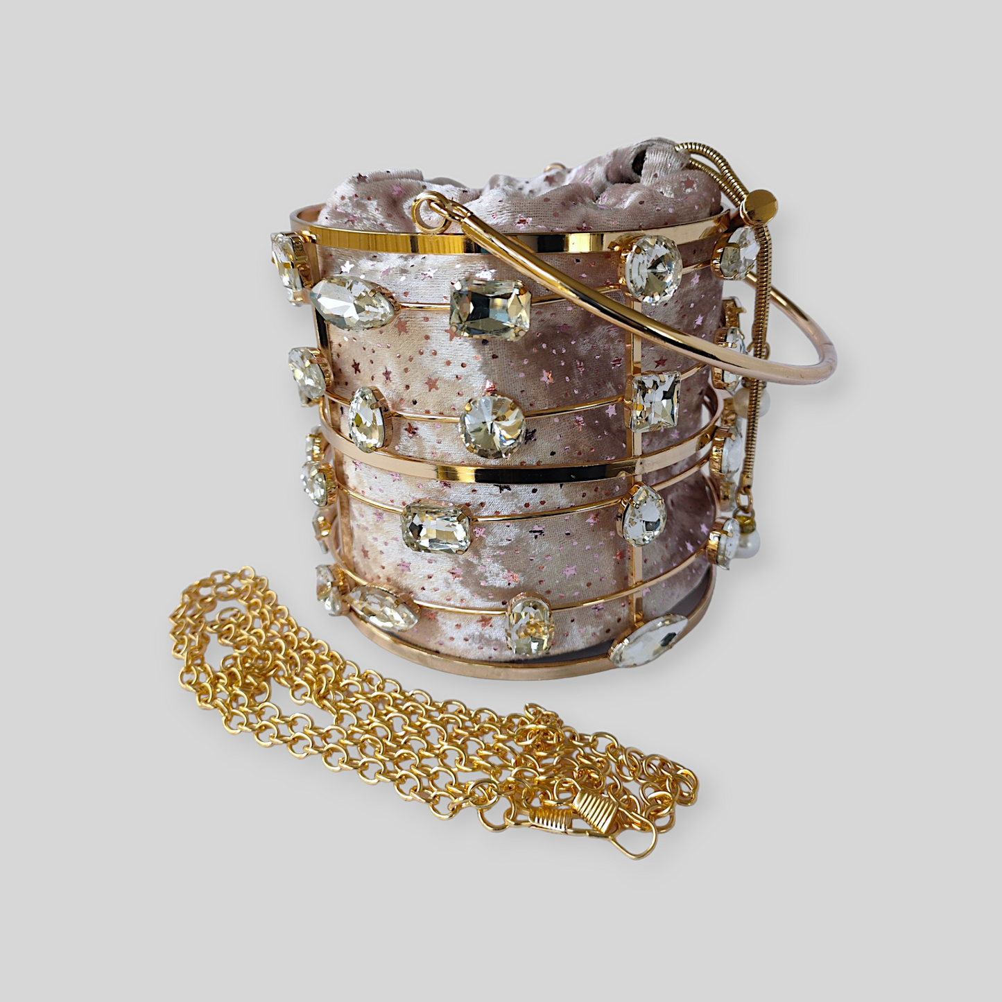 DAZZLE Pink/Gold Bucket Evening Bag