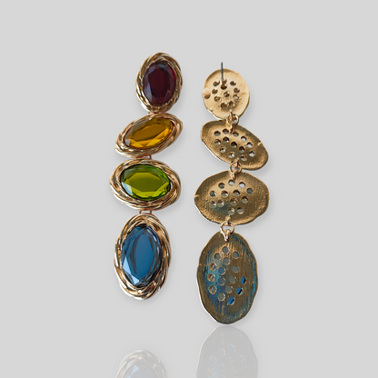 FAUNA Gold/Multi Chandelier Statement Earrings