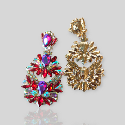 GLACIER  Red Chandelier Statement Earrings