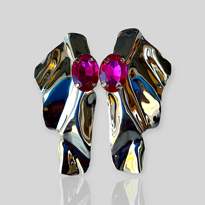 WAVE Gold/Pink Statement Earrings