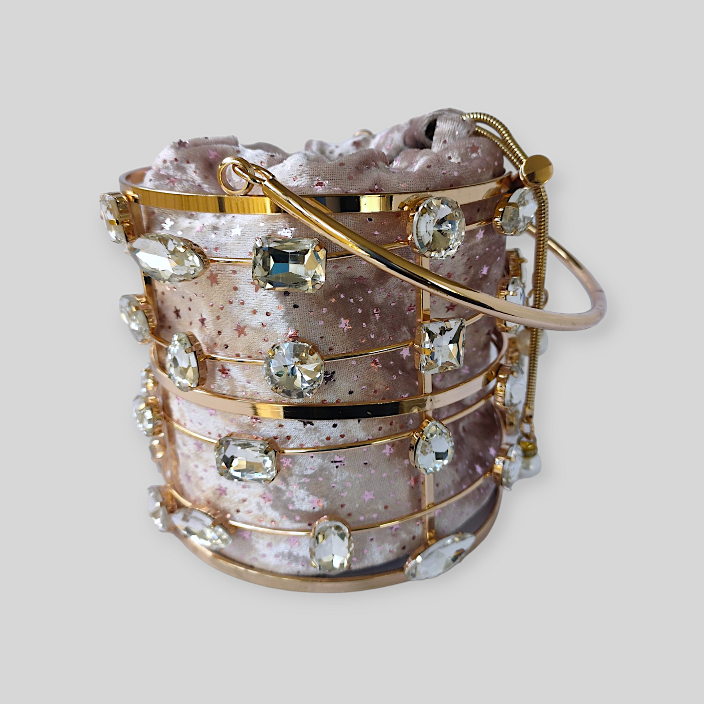 DAZZLE Pink/Gold Bucket Evening Bag