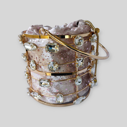 DAZZLE Pink/Gold Bucket Evening Bag