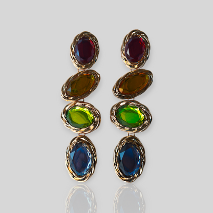 FAUNA Gold/Multi Chandelier Statement Earrings