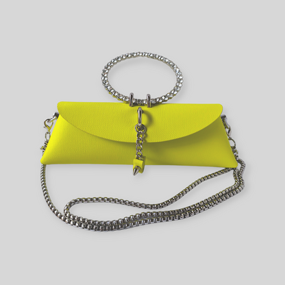 VOGUE Yellow-Green Leather Evening Bag