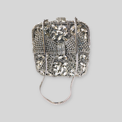 RITZY Silver Crystal Clutch