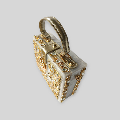 LUSH White/Gold Acrylic Evening Bag
