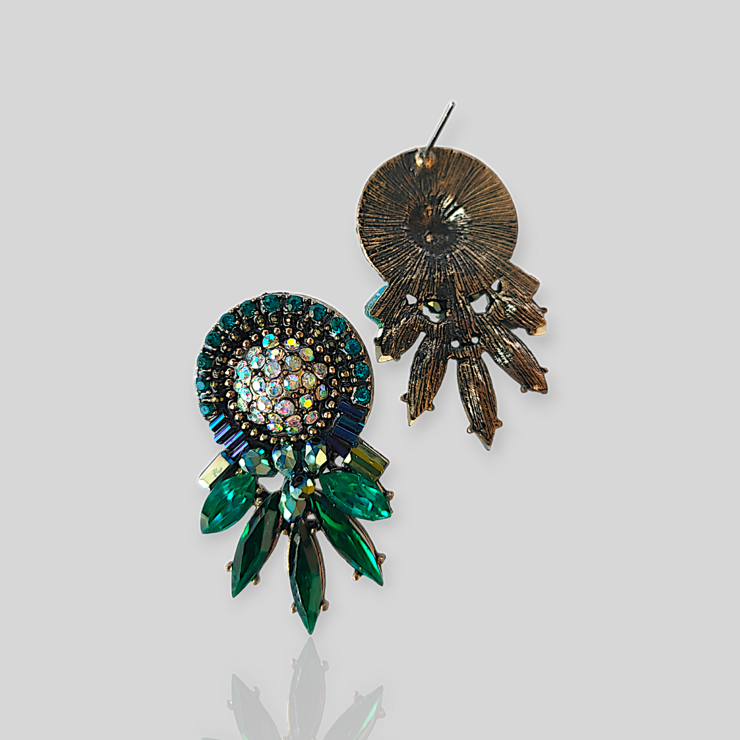 FROSTY Green Crystal Stud Earrings