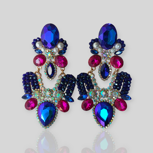 HAIL Blue Chandelier Statement Earrings
