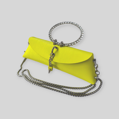 VOGUE Yellow-Green Leather Evening Bag