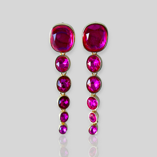 MISTY Pink Drop Statement Earrings