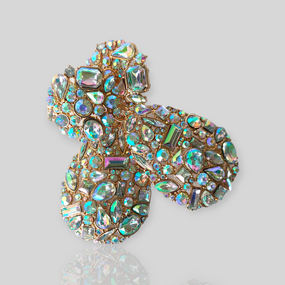 FERN Gold/Clear Chandelier Statement Earrings