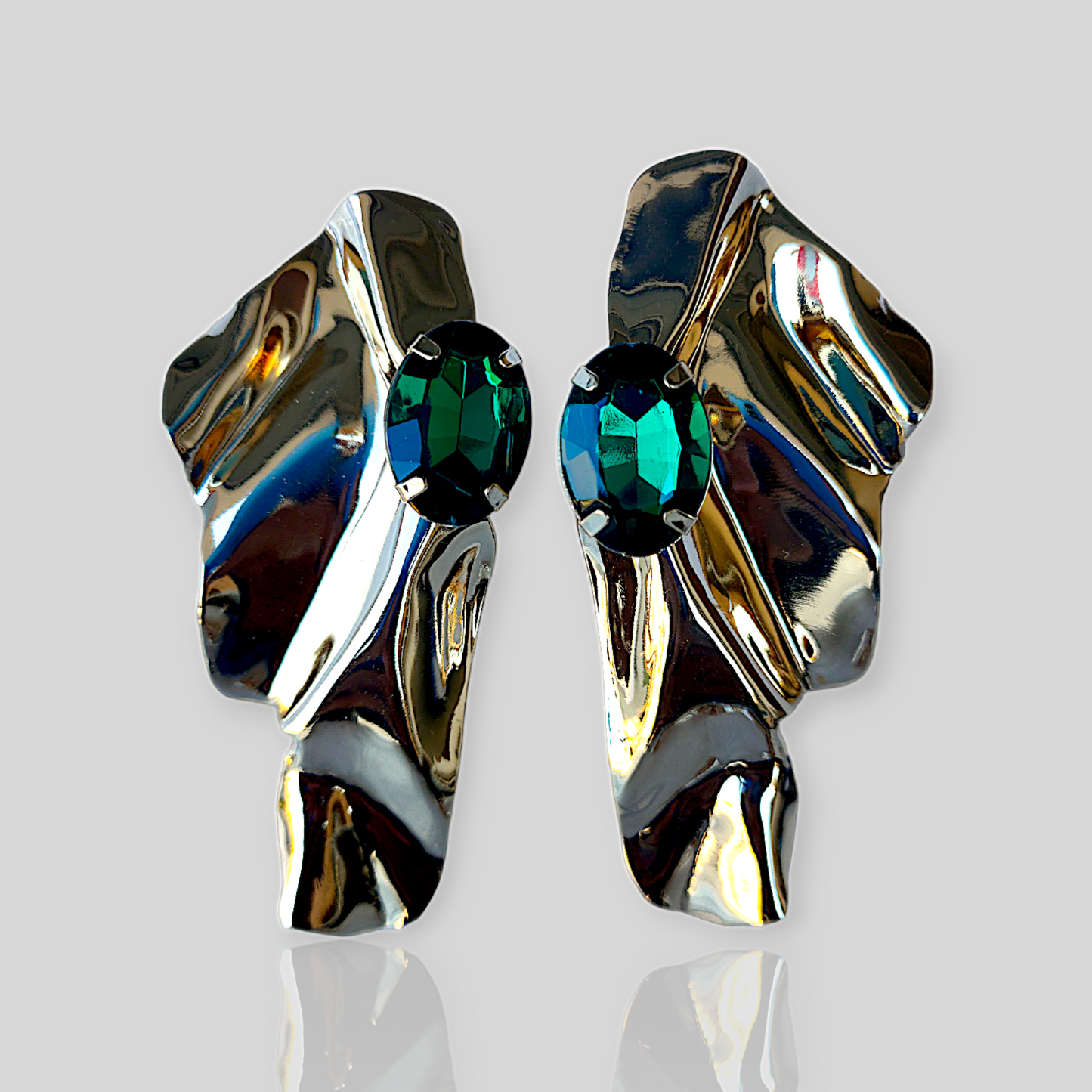 WAVE Gold/Green Statement Earrings