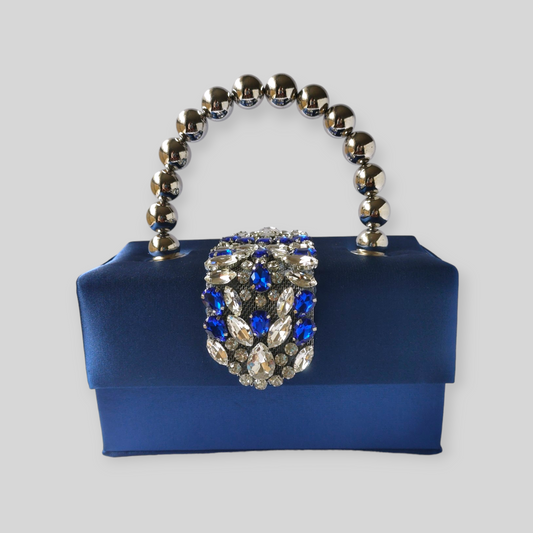 PLUSH Blue Silk Evening Bag