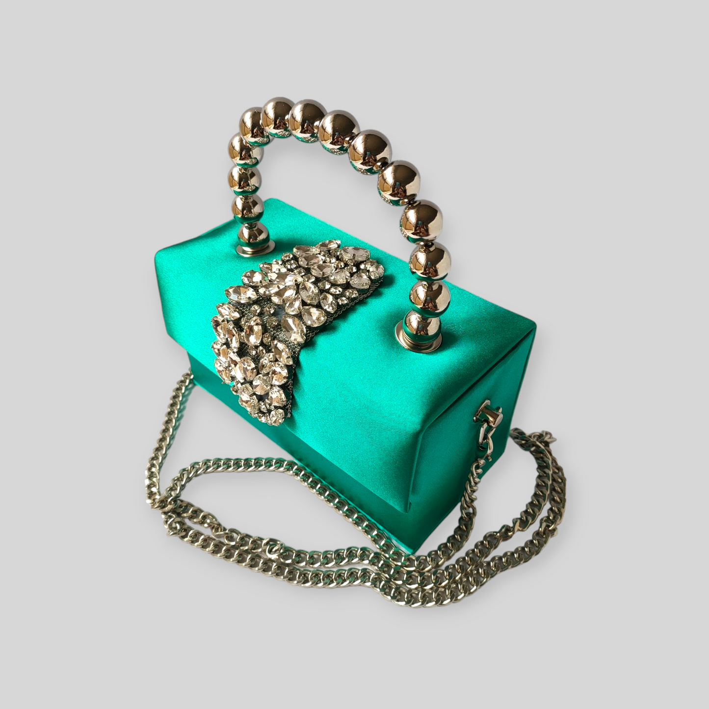 PLUSH Green Silk Evening Bag