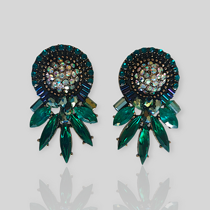 FROSTY Green Crystal Stud Earrings