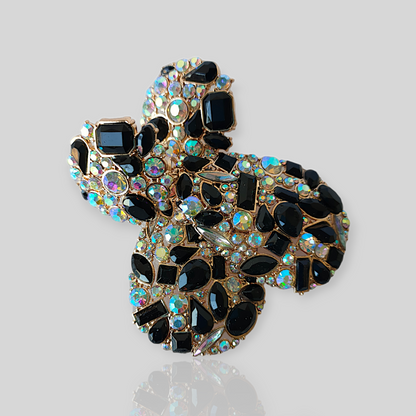 FERN Gold/Black Chandelier Statement Earrings