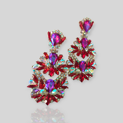 GLACIER  Red Chandelier Statement Earrings