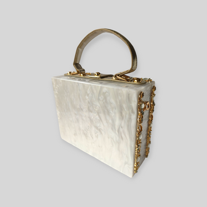 LUSH White/Gold Acrylic Evening Bag