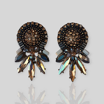FROSTY Brown Crystal Stud Earrings