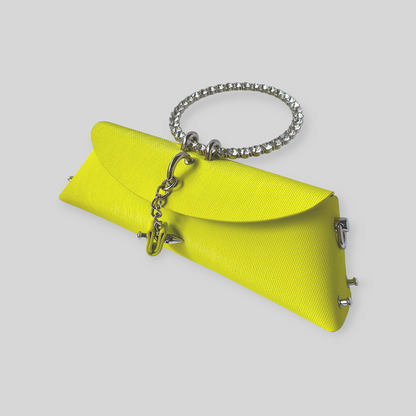 VOGUE Yellow-Green Leather Evening Bag