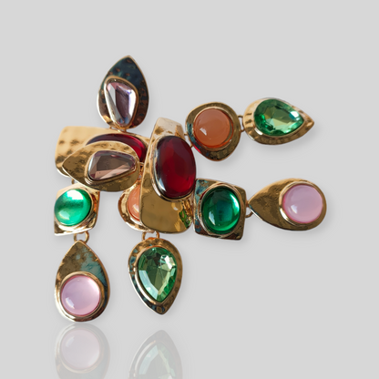 FAWN Gold/Multi Chandelier Statement Earrings