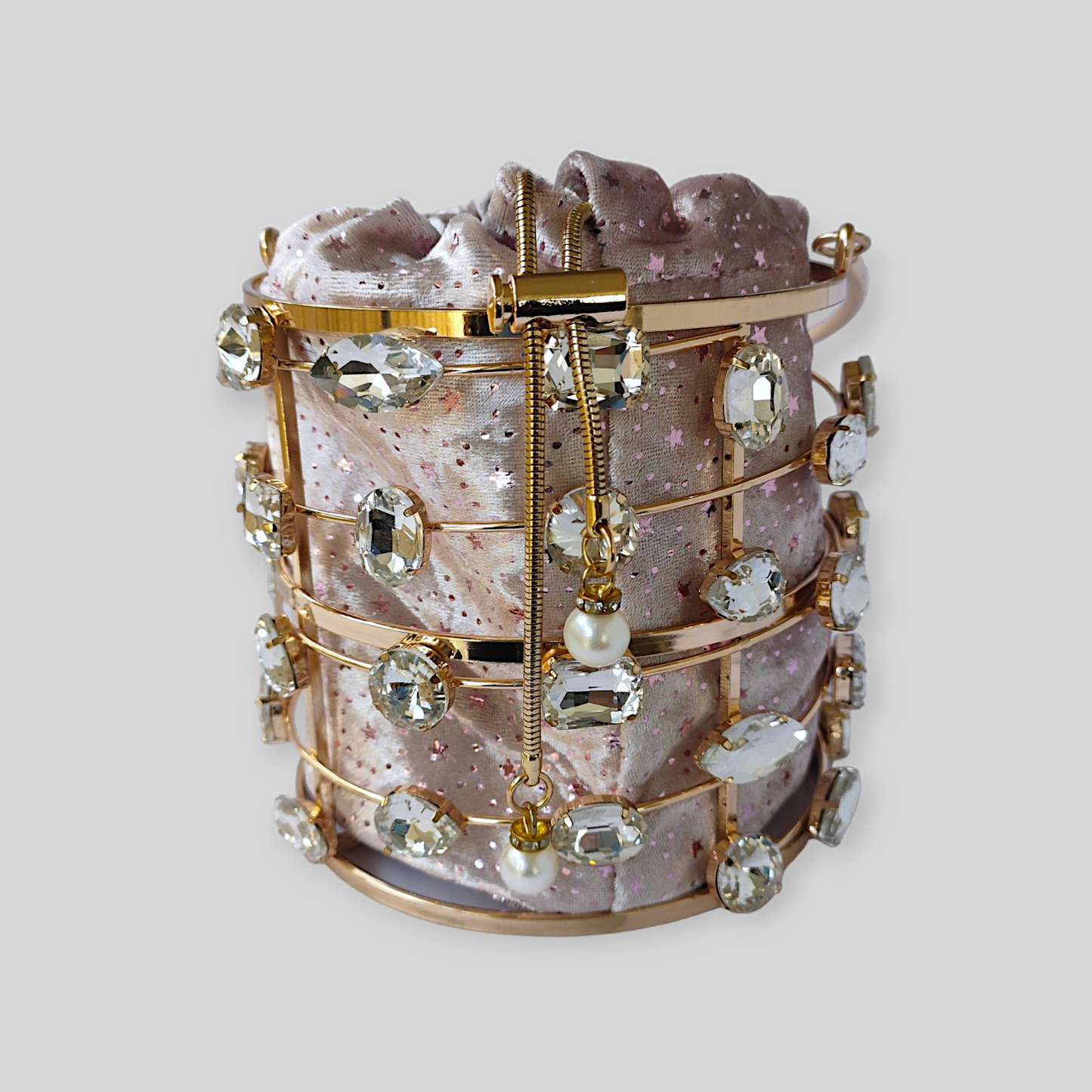 DAZZLE Pink/Gold Bucket Evening Bag