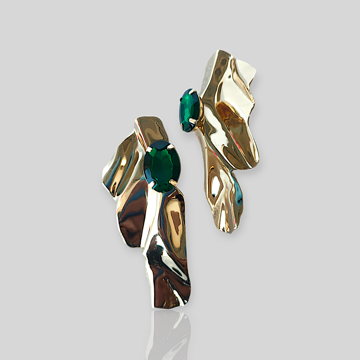WAVE Gold/Green Statement Earrings