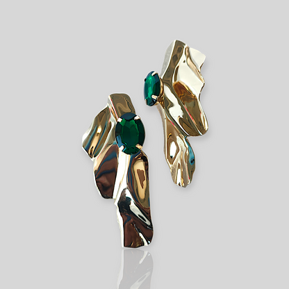 WAVE Gold/Green Statement Earrings