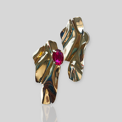 WAVE Gold/Pink Statement Earrings