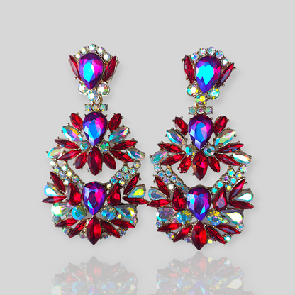 GLACIER  Red Chandelier Statement Earrings