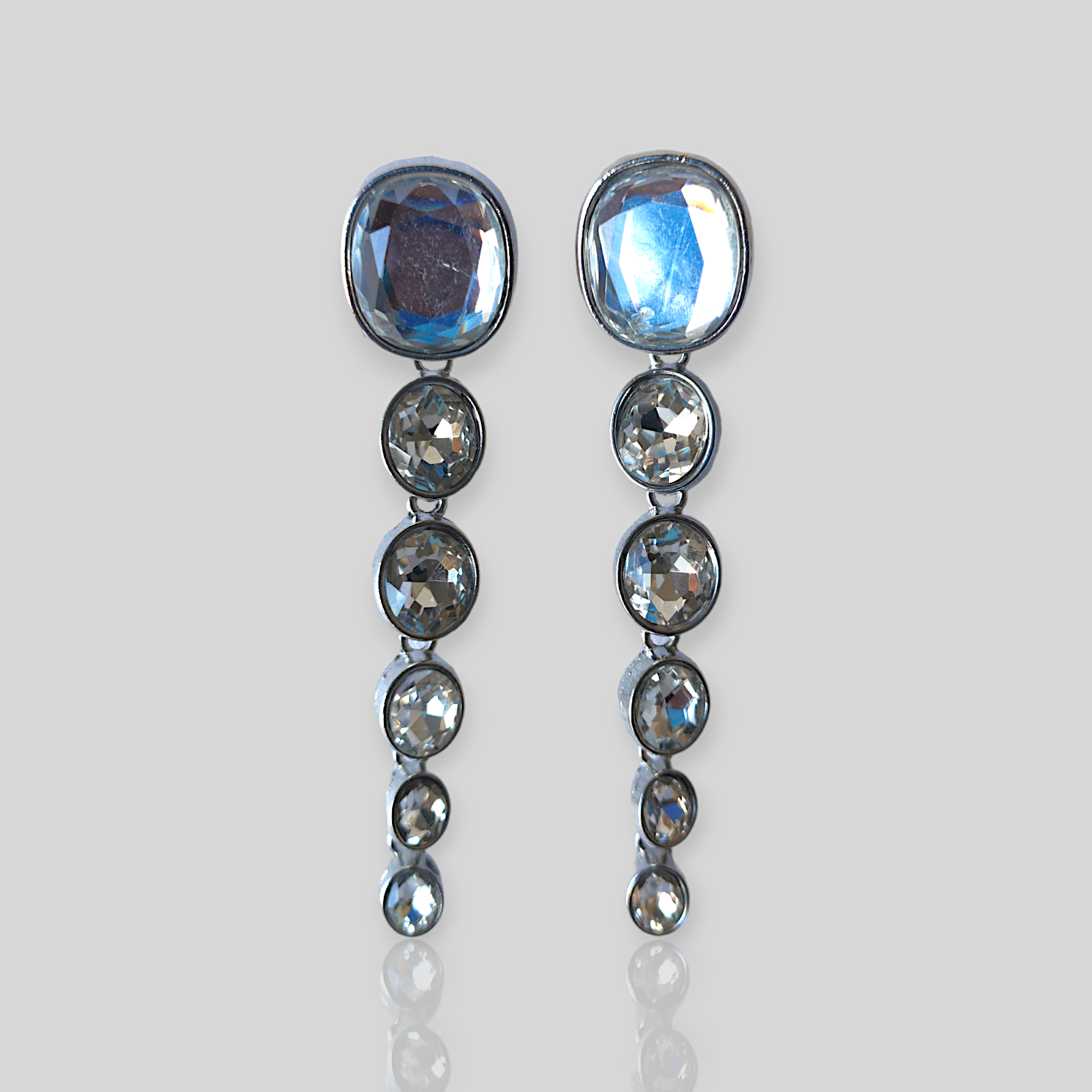 MISTY Silver Drop Statement Earrings
